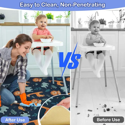 Miniatura 2 de Basumee Tapete de Splat Mat para silla de bebé, impermeable, tapete de salpicaduras para debajo de la silla alta, tapete para atrapar alimentos