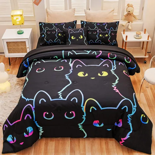 Miniatura 12 de Juego de edredón individual de 6 piezas para niñas, ropa de cama de mariposa rosa, juegos de edredón de mariposa con sábanas para niños