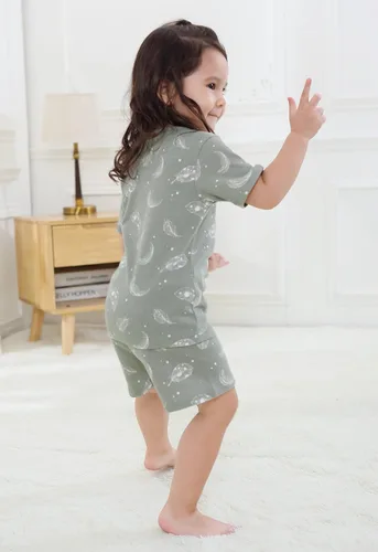 Miniatura 4 de Owlivia Conjunto de pijama de manga corta para bebé de algodón 100% orgánico, ropa de dormir de 2 piezas para niño y niña