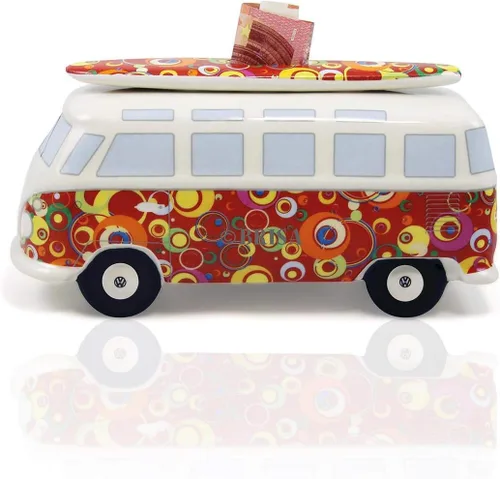 Miniatura 6 de BRISA VW Collection - Caja de monedas con tabla de surf en T1 Bus Samba (autobús clásico/rojo)