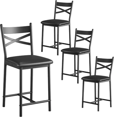 Miniatura 9 de IDEALHOUSE Juego de 2 taburetes de bar de 26 pulgadas de altura de mostrador, sillas de bar tapizadas con respaldo, cojín grueso, taburetes de bar