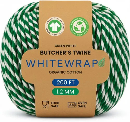Miniatura 16 de Cordel de carnicero orgánico prémium Algodón natural de 0.047 in, 1000 pies – Apto para horno para pavo, asar carne y hornear Fuerte y versátil