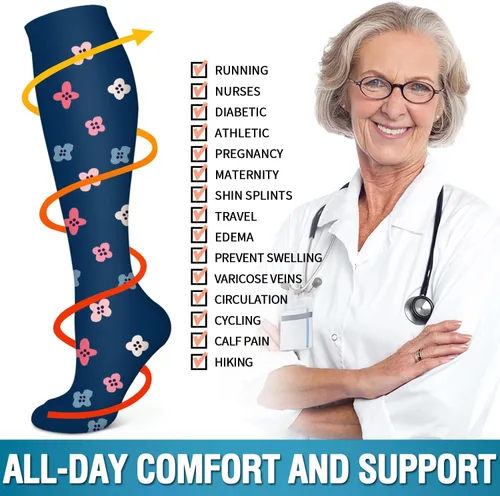 Miniatura 25 de 6 Pack Copper Compression Socks for Women and Men Circulation-Best Support for Medical, Running,Nursing,Athletic