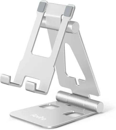 Miniatura 9 de Aoviho Soporte plegable para teléfono celular para escritorio, soporte ajustable para oficina, videollamadas y transmisión, base de teléfono de Negro