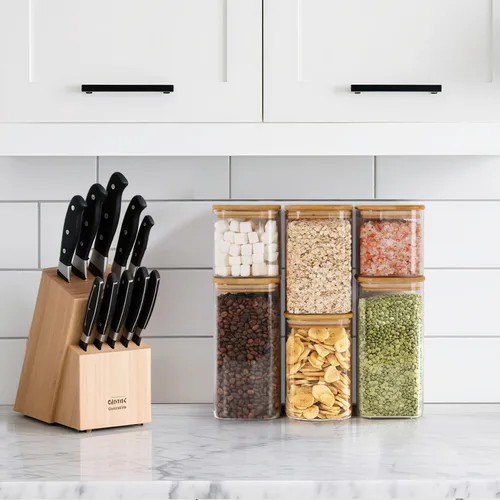 Miniatura 5 de ComSaf Recipiente hermético de almacenamiento de vidrio con tapas (0.7 cuartos de galón, 1.2 cuartos de galón/1.6 cuartos de galón), juego de 6