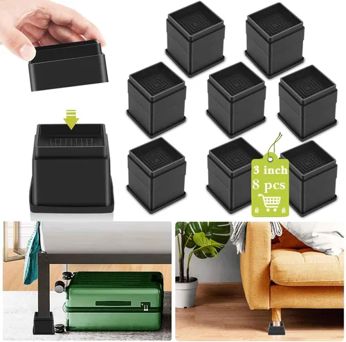 Miniatura 29 de Paquete de 12 elevadores de muebles de 1, 2 o 3 pulgadas, elevadores de cama ajustables resistentes para mesa, escritorio, sofá, silla, gabinete