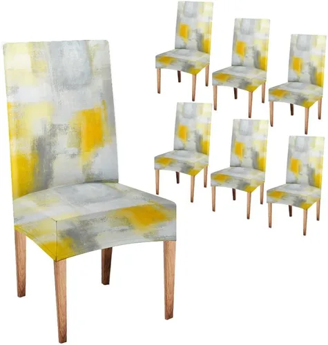 Miniatura 112 de CAPSCEOLL Juego de 4 fundas elásticas para sillas Parsons de color marrón y gris, universales, extraíbles y lavables, fundas de asiento protectoras