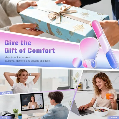 Miniatura 7 de Ospelelf Juego de alfombrilla de mouse con reposamuñecas de gel ergonómico para teclado, soporte de muñeca con parte inferior de goma Rosa y azul
