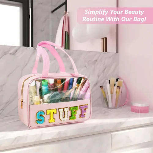 Miniatura 2 de Neceser con parche de chenilla, Cosas rosadas, Preppy