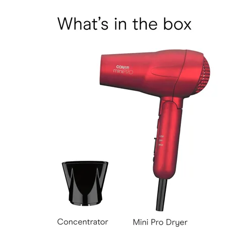 Miniatura 12 de Conair MiniPro Mango plegable Turmalina cerámica Styler/secador de pelo; Rojo