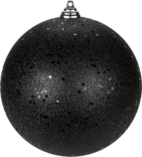 Miniatura 14 de Esferas de adorno de Navidad de 4.7 pulgadas, decoraciones de Navidad grandes, árbol de Navidad, inastillables, grandes, negras, con lazo
