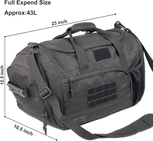 Miniatura 5 de APRlLBAY - Bolsa de lona militar de gran capacidad de 43 litros, bolsa táctica de gimnasiofin de semana para hombres y mujeres (negro azabache)