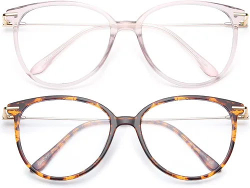 Miniatura 13 de Gaoye - Gafas de bloqueo de luz azul - Marcos redondos TR90 de moda, brazos de metal, protección UV400 - Estuche suave a juego