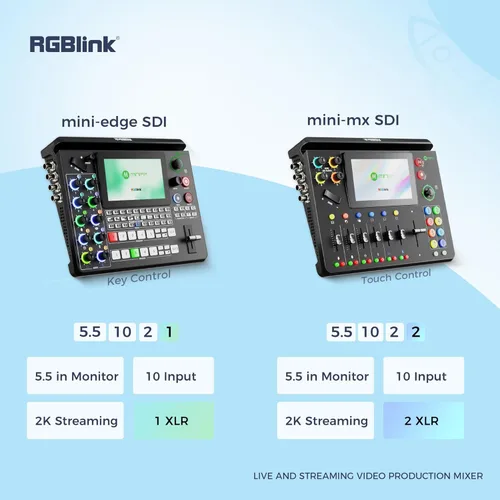 Miniatura 7 de RGBlink mini-mx SDI, conmutador de video multicámara para transmisión en vivo, conmutador de transmisión de 10 canales con HDMI 4K, SDI, UVC/NDI