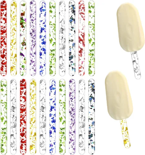 20 palitos de paletas acrílicas reutilizables de 4.5 pulgadas para hacer paletas de hielo, cake pop, dulces y manualidades (colorido)