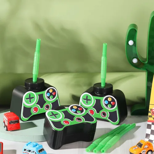 Miniatura 4 de Mifoci Vasos de plástico para fiestas de videojuegos, 12 unidades, con pajita y tapa, 10 onzas, tazas temáticas de cumpleaños para jugadores 7º