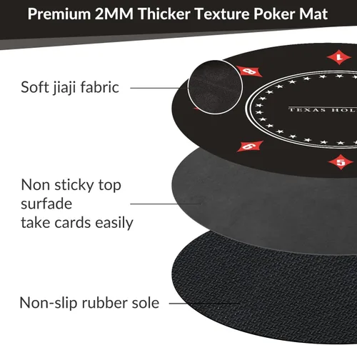 Miniatura 4 de nuveti Alfombrilla de póquer redonda de 61/79/119/140/160 cm para Texas Holdem Mesa de póquer portátil con diseño Art Deco para jugar cartas