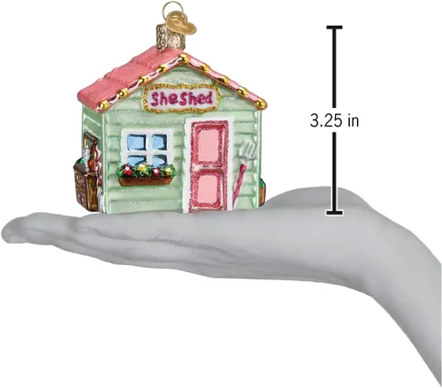 Miniatura 4 de Old World Christmas She Shed - Adorno de cristal soplado para árbol de Navidad, decoración navideña hecha a mano, colección de jardín