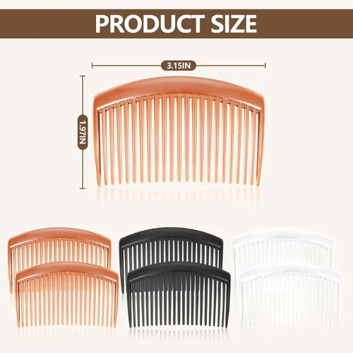 Miniatura 2 de 6 peines laterales de pelo de 3.15 pulgadas con 3 colores, peine de peluquero profesional para peinar y arreglarse, peines franceses para bodas
