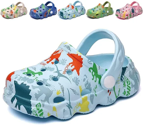 Miniatura 11 de Zuecos para niños, niños y niñas, dinosaurio, antideslizantes, para jardín, playa y piscina, sandalias tipo zuecos, chancletas de dibujos animados