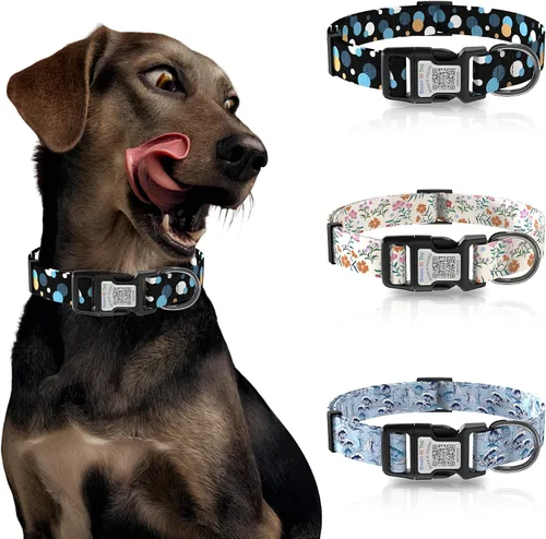Miniatura 7 de Collares de perro para perros pequeños, collar de perro con etiqueta de nombre de código QR, material de poliéster suave, collar ajustable