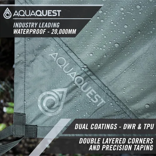 Miniatura 2 de AquaQuest Lona Safari – Ligera impermeable (0.197 in) con costuras selladas Ripstop para mochileros, senderismo y camping en hamacas Gris
