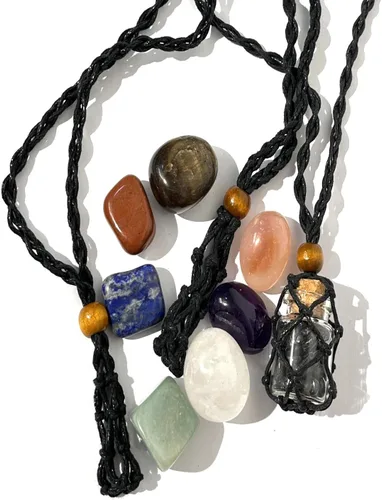 Miniatura 5 de Portadores de Cristal de Cordón de Collar Negro Extra Súper Grande Hechos a Mano Jaula de Cuarzo, Pulsera DIY Fabricación de Joyas Cuentas de Madera