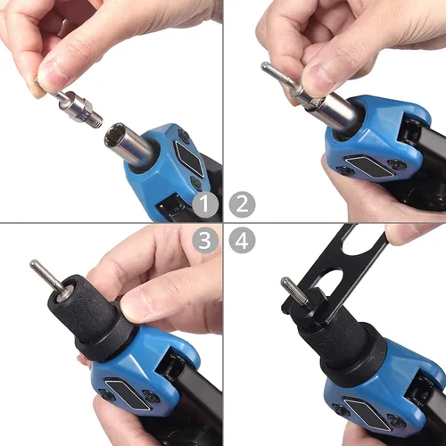 Miniatura 3 de Herramienta de tuerca de remache de mano, mango largo de 13 pulgadas de largo, kit de herramientas de remache de mano con 7 mandriles métricos y 110
