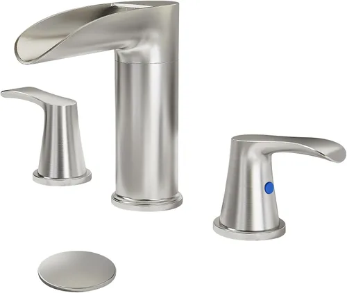 Miniatura 7 de SINGSUO Grifos de baño para fregadero de 3 agujeros, grifo de baño de cascada de 8 pulgadas con boquilla giratoria de 360 grados, grifo generalizado