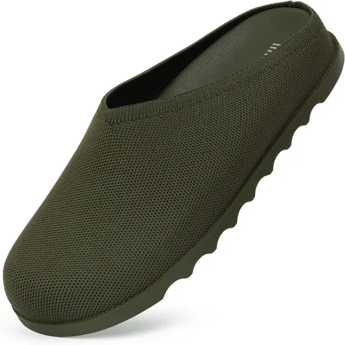 iiimmu - Zuecos de mujer con punta redonda, mocasines de punto fáciles de poner, zapatos de trabajo con soporte de arco, chanclas cómodas y planas