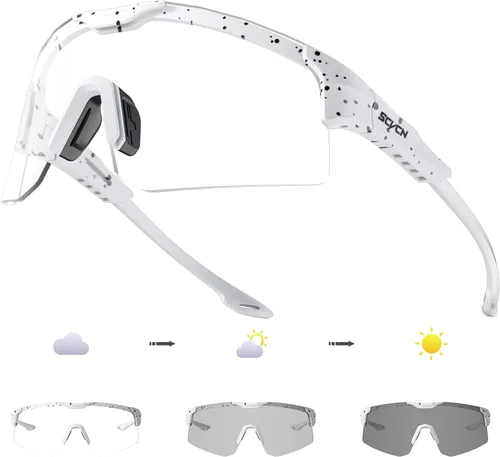 SCVCN Gafas de ciclismo fotocromáticas para hombres y mujeres, UV400, gafas deportivas para jóvenes, a prueba de viento, para béisbol, golf 04