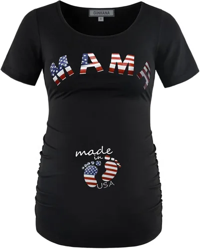 Miniatura 165 de GINKANA Blusas de maternidad de manga corta, diseño floral, fruncido, casual, para mamá, para embarazo