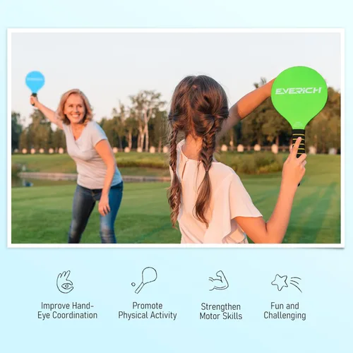 Miniatura 5 de Set de pelota con paletas – Juego de raquetas para interiores y exteriores para niños, adolescentes y adultos, elementos esenciales