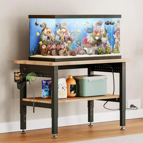 Miniatura 8 de SPECRAFT Banco de trabajo ajustable de 2 niveles de 48 x 20 pulgadas con 4 salidas de CA y 2 puertos USB, banco de trabajo resistente de capacidad