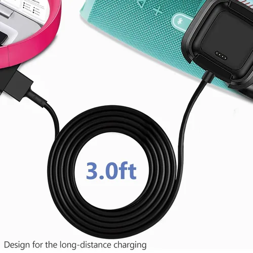 Miniatura 4 de YCWZZH Cargador rápido de pared para Fitbit Versa 2, cable de carga USB, no para Versa 2 Lite, negro, 5V, 100-240V, 50-60Hz, viajes, carga rápida