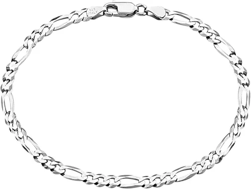 Savlano Pulsera de cadena de eslabones de Figaro de plata de ley 925 para hombres y mujeres, hecha en Italia, viene en caja de regalo, Metal, n