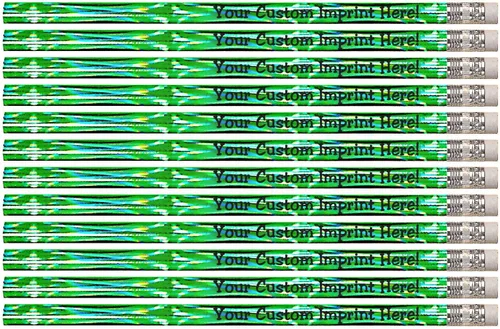 Miniatura 9 de Express Pencils™ Lápices personalizados – Redondo – Tema láser – Impreso personalizado con tu mensaje, texto o logotipo, paquete de 12 – plateado