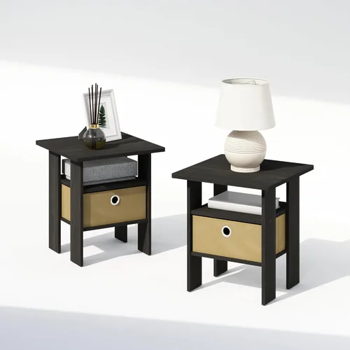 Miniatura 9 de Mesa de noche con cajón Furinno, Madera Roble francés