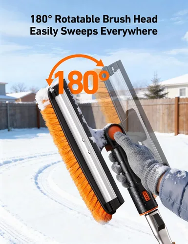Miniatura 6 de AstroAI Raspadores de hielo de 47.2" para parabrisas de automóvil, cepillo de nieve resistente 3 en 1 con escobilla de goma, 10 configuraciones