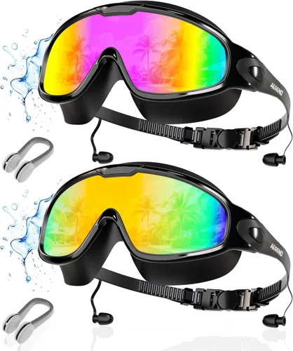 Miniatura 13 de Aegend - Nuevas gafas de natación de visión amplia para adultos, con protección antiniebla/UV, sin fugas, con tapones para los oídos para hombres