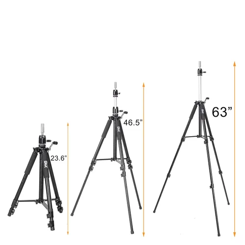Miniatura 3 de GEXWORLDWIDE GEX - Soporte de trípode de maniquí resistente de 63 pulgadas para peluca, práctica de entrenamiento de cosmetología, cabeza de Negro