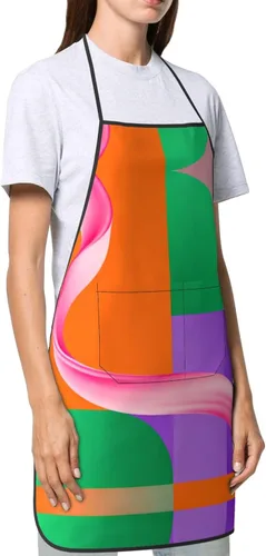 Miniatura 4 de Color graphics Apron with Pockets - Waterdrop Resistant Aprons for Women Men Ideal Apron for Home and Restaurant Use