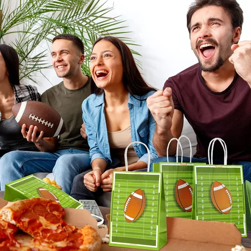 Miniatura 3 de Fainne 30 bolsas de regalo de fútbol americano con asas de 8.3 x 5.9 x 3.1 pulgadas, bolsa de golosinas de fútbol para aperitivos, dulces, regalos