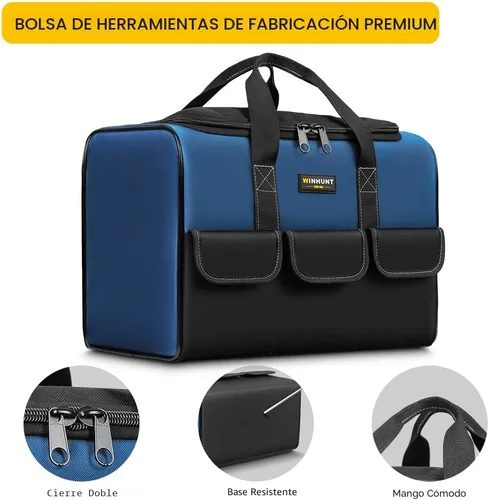 Miniatura 3 de Bolsas de herramientas WINHUNT para hombres, organizador de herramientas de 17 pulgadas con 6 bolsillos, tela impermeable de tela 600D, 16.9 x 11.8