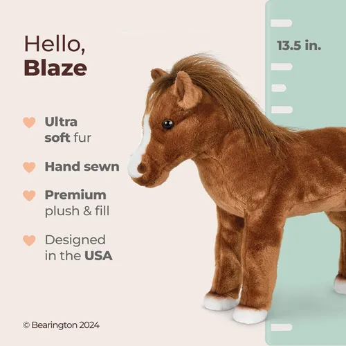 Miniatura 2 de Bearington Blaze - Animal de peluche realista de 13.5 pulgadas con piel marrón suave y pezuñas blancas, regalo realista para niños, niños pequeños