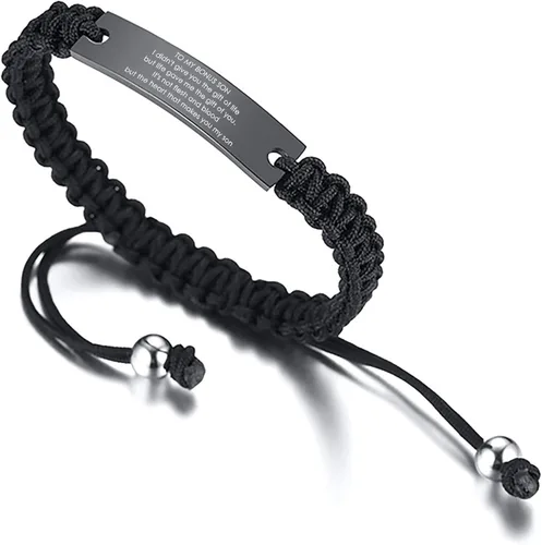 Miniatura 2 de Pulsera de macramé personalizada hecha a mano con estilo de cuerda trenzada para mi hijo, siempre recuerda que eres más valiente, pulsera