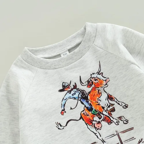 Miniatura 3 de Conjunto de ropa de 2 piezas para bebé y niño pequeño con estampado de vaca