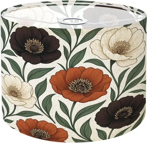 Lamp Shade Boho Brown Green Orange Peony Floral Vintage Peony Flowers Various Drum Lamp Shades for Table Lamps Floor Lamps Pendant Light