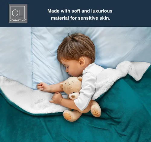 Miniatura 6 de Comfort Lab Manta reversible de franela Sherpa – Elegante manta de cama esponjosa para dormitorio y decoración del hogar – Anti frisado no se Verde