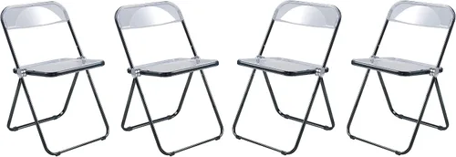 Miniatura 22 de LeisureMod Lawrence - Silla plegable de acrílico transparente moderna con marco de metal, asiento transparente que ahorra espacio para comedor